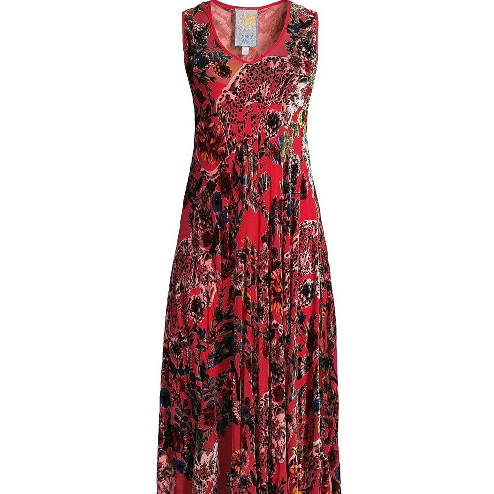 Johnny Was Red and Black Floral Maxi Dress.  New. Never worn.
